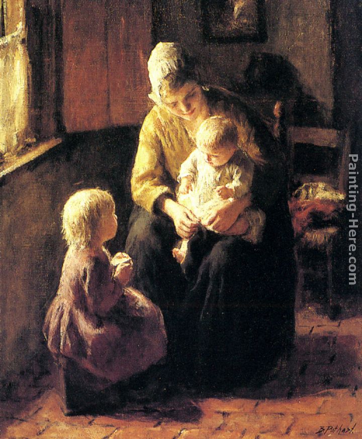Minding the Baby painting - Jacob Simon Hendrik Kever Minding the Baby art painting